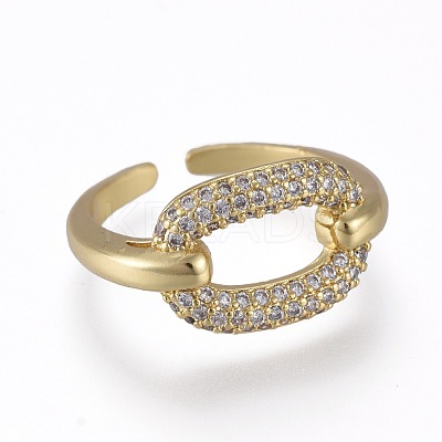 Brass Micro Pave Cubic Zirconia Cuff Rings RJEW-K232-08G-02-1