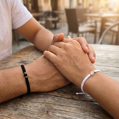 2Pcs Adjustable Valentine's Day Couple Braided Bracelet Sets BJ0894-1-1