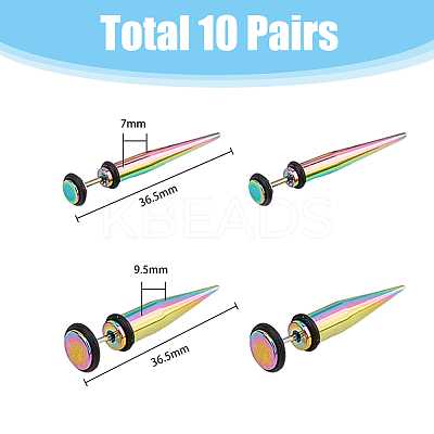 20Pcs 10 Colors Stainless Steel Ear Taper Stretcher EJEW-FI0001-69-1