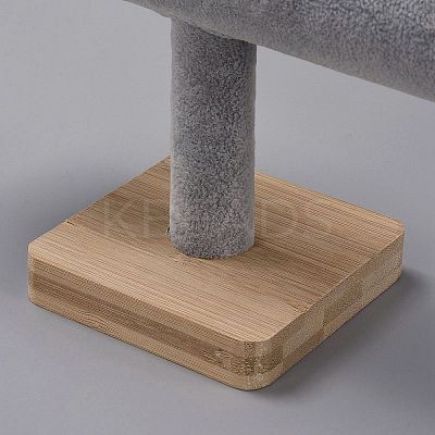 Velvet T-Shaped Bar Bracelet Display Stands with Wooden Base AJEW-WH0471-148C-1