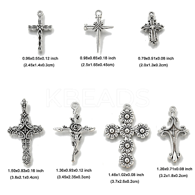 35Pcs 7 Styles Tibetan Style Alloy Pendants TIBE-FP0001-20-1