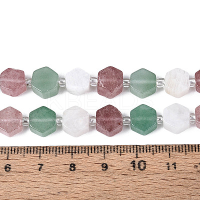 Natural Strawberry Quartz & Rainbow Moonstone & Green Aventurine Beads Strands G-T144-17A-02-1