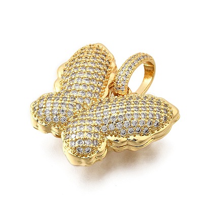 Brass Micro Pave Cubic Zirconia Pendants KK-C094-03G-1