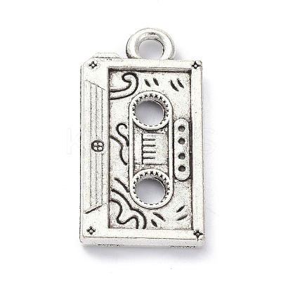 Tibetan Style Alloy Cassette Tape Pendants PALLOY-D203-01AS-1