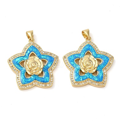 Rack Plating Brass Micro Pave Cubic Zirconia Pendants KK-P268-11C-G-1