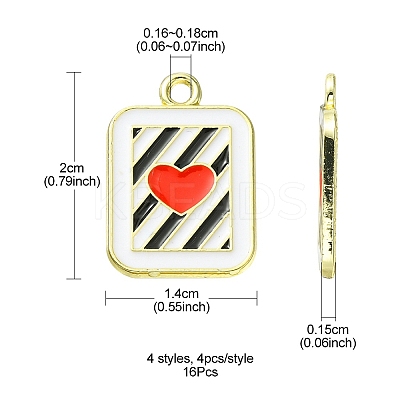 16Pcs 4 Styles Alloy Enamel Pendants ENAM-FS0001-69-1
