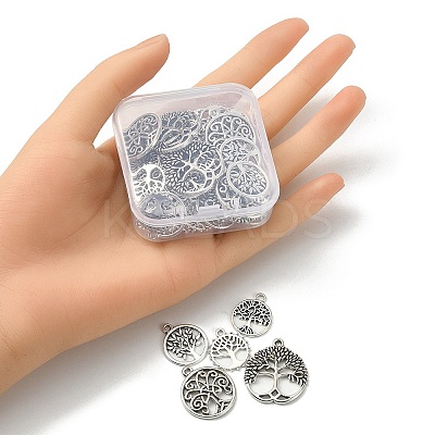 50Pcs 5 Styles Tibetan Style Alloy Pendants TIBE-YW0001-35-1