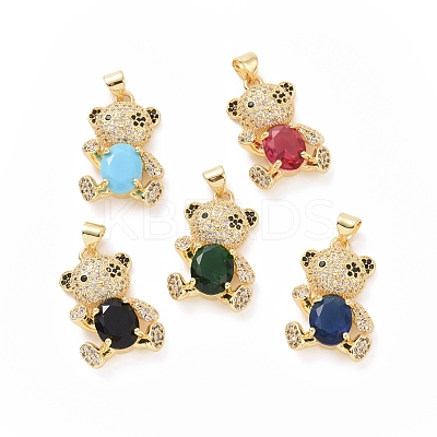 Brass Cubic Zirconia Pendants ZIRC-K089-13G-1