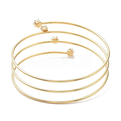 Ion Plating(IP) 304 Stainless Steel Triple Loops Wire Wrap Bangle BJEW-K227-02G-1