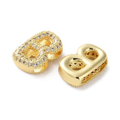 Rack Plating Brass Micro Pave Cubic Zirconia Slide Charms KK-C084-34G-B-1
