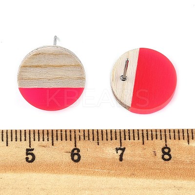 Resin & Wood Stud Earrings EJEW-N017-003A-1