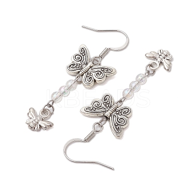 Butterfly & Bees Alloy Dangle Earrings for Women EJEW-JE05886-1