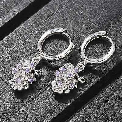 Brass Cubic Zirconia Hoop Earrings EJEW-Q015-02P-D-1