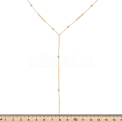 304 Stainless Steel Rectangle Y Lariat Necklaces for Women NJEW-D325-01G-1