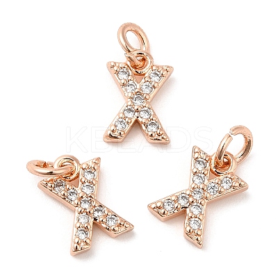 Brass Micro Pave Grade AAA Cubic Zirconia Charms ZIRC-P067-11RG-X-NR-1
