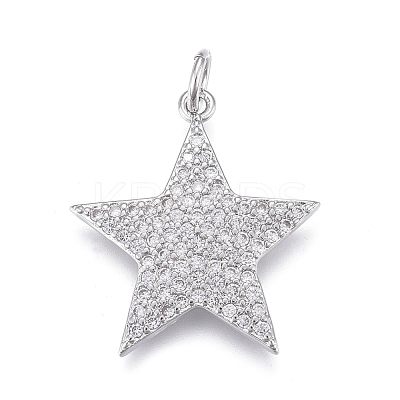 Brass Micro Pave Clear Cubic Zirconia Pendants ZIRC-M108-28-P-1