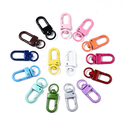 Spray Painted Alloy Swivel Snap Hooks Clasps X-PALLOY-T080-02-NR-1