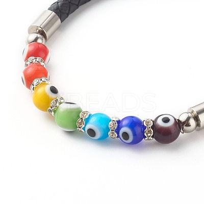 Handmade Evil Eye Lampwork Beads Beaded Bracelets BJEW-JB06373-1