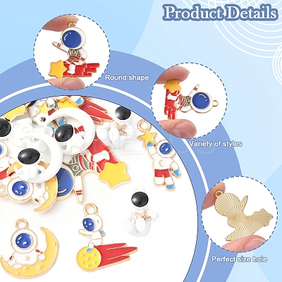 18Pcs 9 Styles Alloy Enamel Pendants FIND-FS0003-66-1