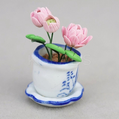 Polymer Clay Lily with Resin Basket Miniature Ornaments PW-WGD70FB-01-1