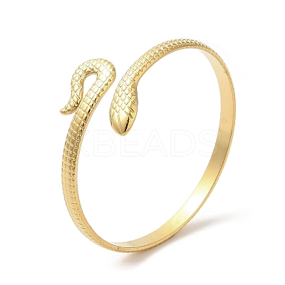 Ion Plating(IP) 304 Stainless Steel Snake Open Cuff Bangles BJEW-L682-011G-1