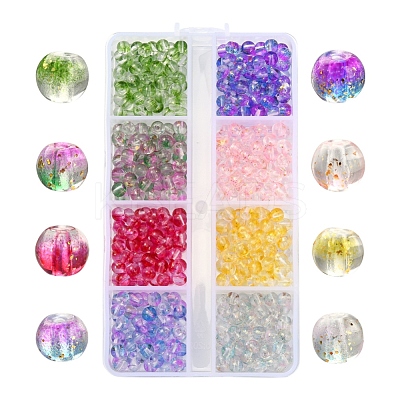 8 Colors Transparent Spray Painted Glass Beads GLAA-YW0001-46-1