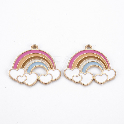 Rack Plating Alloy Enamel Pendants X-ENAM-S126-040-NR-1