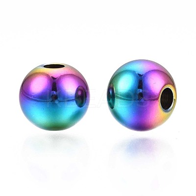 Rack Plating Rainbow Color 304 Stainless Steel Beads STAS-S119-081E-01-1