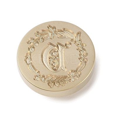 Golden Tone Wax Seal Brass Stamp Head DIY-B079-01G-V-1