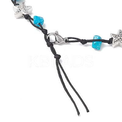 3Pcs 3 Styles Beach Starfish Turtle Synthetic Magnesite & Turquoise & Natural Cowrie Shell Beaded Anklets AJEW-AN00687-1