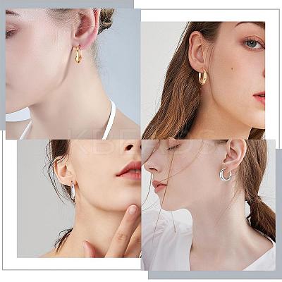 Crescent Moon Chunky Stud Earrings Half Hoop Earrings Open Oval Drop Earrings Teardrop Hoop Dangle Earrings Pull Through Hoop Earrings Statement Jewelry Gift for Women JE1089B-1