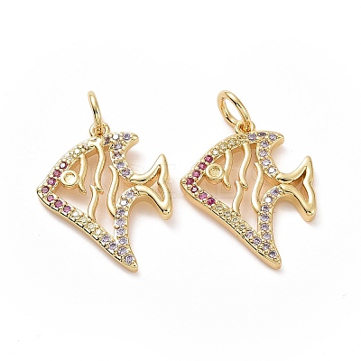 Brass Cubic Zirconia Pendants ZIRC-I062-17G-1