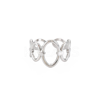 Non-Tarnish 304 Stainless Steel Open Oval Wrap Cuff Ring for Women RJEW-S405-187P-1