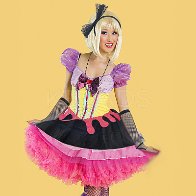 Polyester Hair Band & Nylon Gloves && Lace Dress & Plastic Beads Necklace and Bracelets Sets DIY-WH20062-11A-1