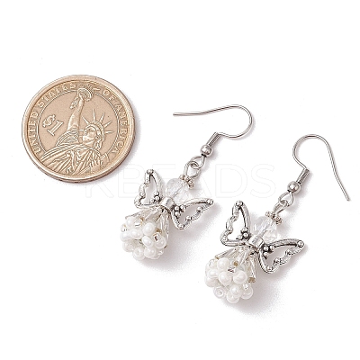 Angel Handmade Glass Seed Beads Dangle Earrings for Women EJEW-MZ00394-1