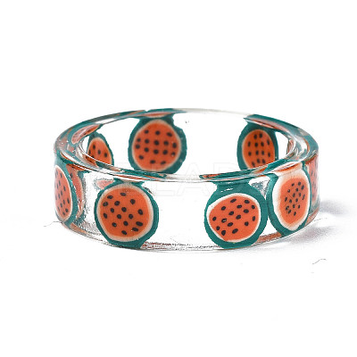 Transparent Resin Fruit Finger Ring for Women X1-RJEW-T022-030-1