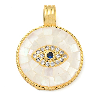 Rack Plating Brass Micro Pave Clear Cubic Zirconia Pendants KK-Z063-14G-02-1