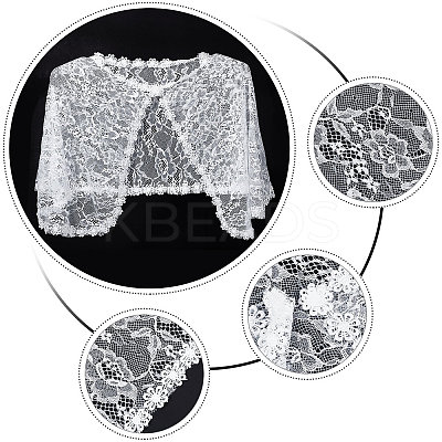 Detachable Polyester Bridal Lace Shawls AJEW-WH0248-14B-1