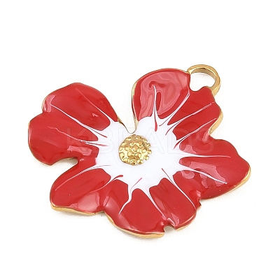 304 Stainless Steel Red Enamel Pendants STAS-E524-07G-1