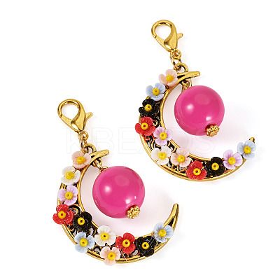 2Pcs Acrylic & Resin Imitation Pearl & Alloy Pendant Decorations HJEW-TAC0115-1
