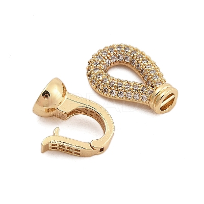 Brass Micro Pave Clear Cubic Zirconia Fold Over Clasps KK-C075-01G-1