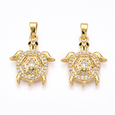 Brass Micro Pave Cubic Zirconia Pendants KK-N257-04G-1