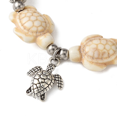 Starfish & Turtle Synthetic Turquoise Braided Beaded Bracelets BJEW-JB10926-04-1