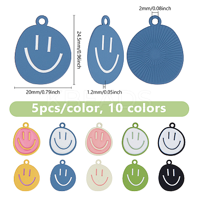 50Pcs 10 Colors Alloy Enamel Pendants ENAM-DC0001-85-1