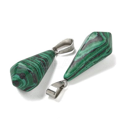 Synthetic Malachite Pointed Pendants G-B127-15P-06-1
