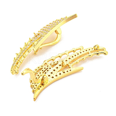 Rack Plating Brass Pave Clear Cubic Zirconia Twister Clasps KK-P243-03G-1