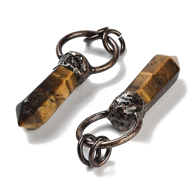 Natural Tiger Eye Faceted Pointed Bullet Pendants G-A221-03F-1
