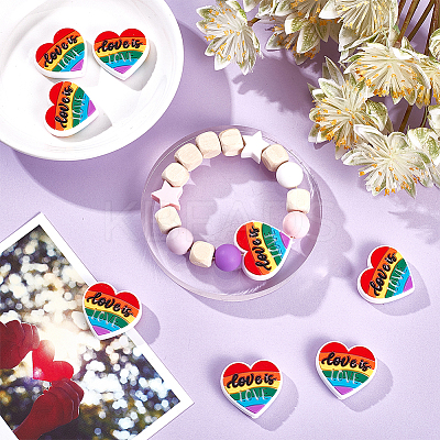 8Pcs Pride Rainbow Theme Food Grade Eco-Friendly Silicone Focal Beads SIL-CA0001-34-1