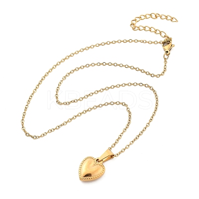 304 Stainless Steel Heart Pendant Necklaces for Women NJEW-S439-03A-G-1
