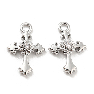 Brass Micro Pave Cubic Zirconia Charms KK-E090-04P-1